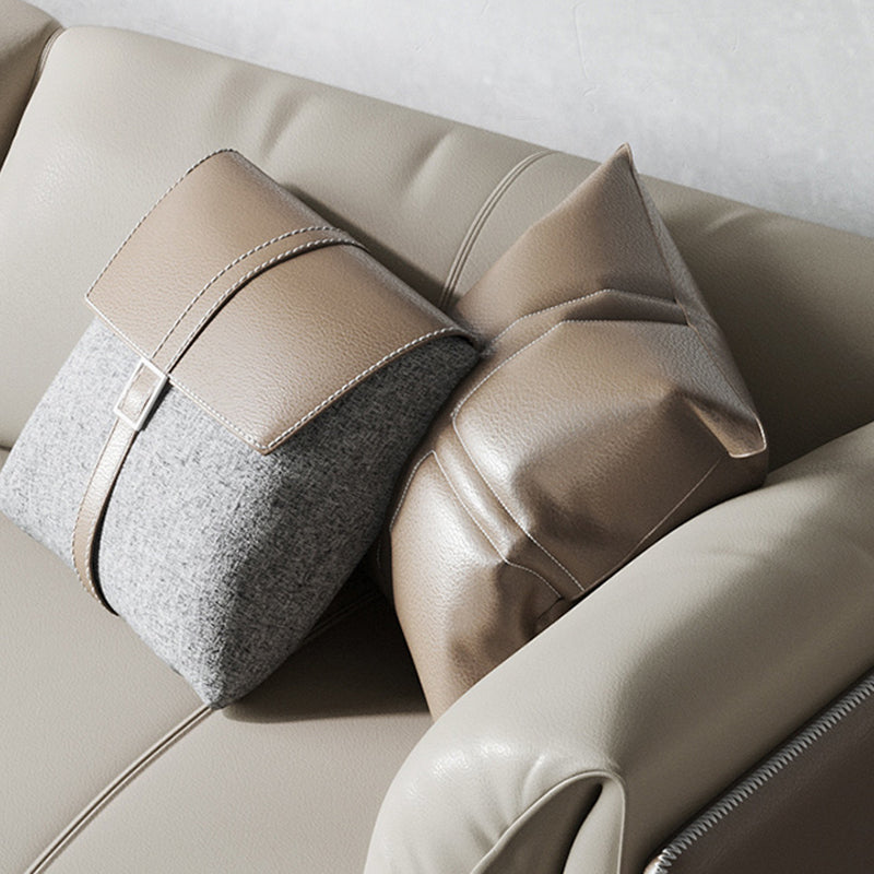 Genuine Leather Pillow Top Arm Sectional Sofa 28.35"High Cushion Back Sofa for Living Room Clearhalo 'furn' 'furn_sectionals' 'Furniture' 'Living Room Furniture' 'Sectionals' 5313783