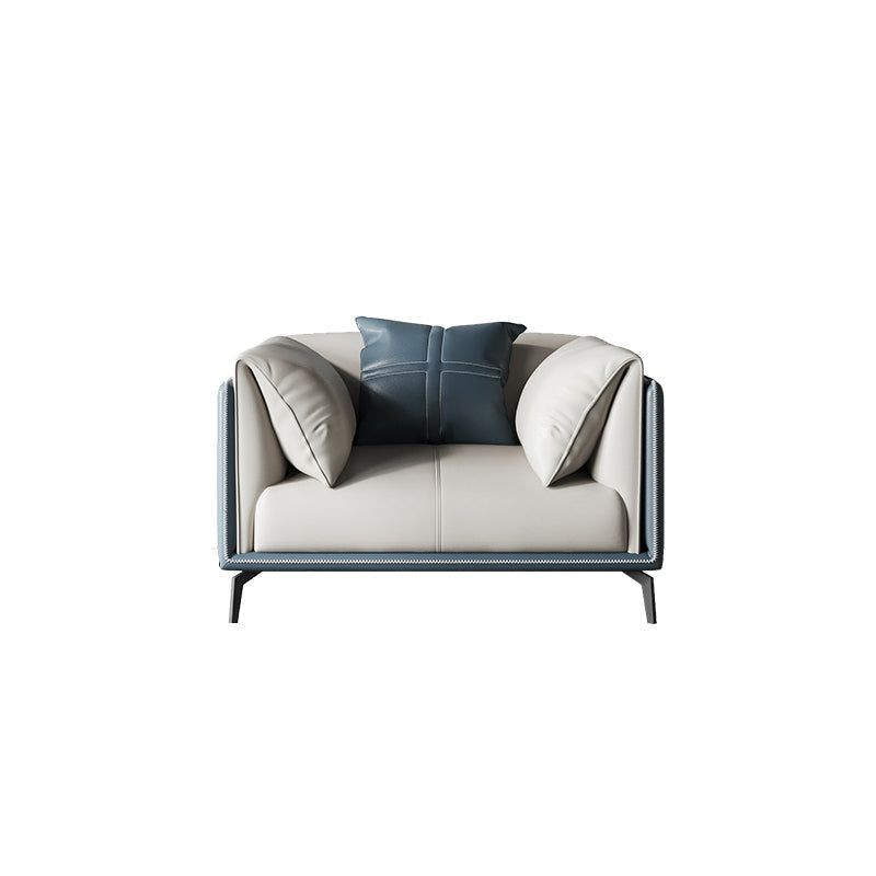 Genuine Leather Pillow Top Arm Sectional Sofa 28.35"High Cushion Back Sofa for Living Room 49"L x 38.5"W x 28"H Clearhalo 'furn' 'furn_sectionals' 'Furniture' 'Living Room Furniture' 'Sectionals' 5313785