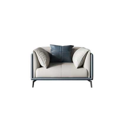 Genuine Leather Pillow Top Arm Sectional Sofa 28.35"High Cushion Back Sofa for Living Room 49"L x 38.5"W x 28"H Clearhalo 'furn' 'furn_sectionals' 'Furniture' 'Living Room Furniture' 'Sectionals' 5313785