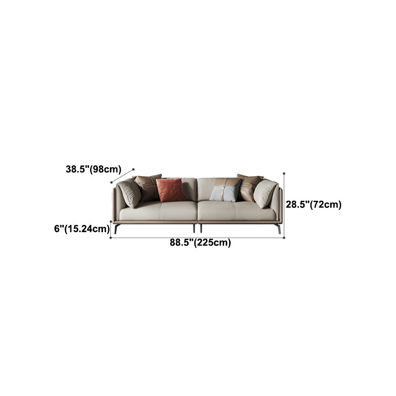 Genuine Leather Pillow Top Arm Sectional Sofa 28.35"High Cushion Back Sofa for Living Room Clearhalo 'furn' 'furn_sectionals' 'Furniture' 'Living Room Furniture' 'Sectionals' 5313789