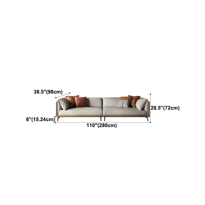 Genuine Leather Pillow Top Arm Sectional Sofa 28.35"High Cushion Back Sofa for Living Room Clearhalo 'furn' 'furn_sectionals' 'Furniture' 'Living Room Furniture' 'Sectionals' 5313791
