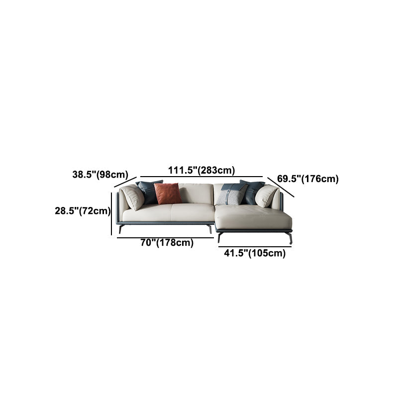 Genuine Leather Pillow Top Arm Sectional Sofa 28.35"High Cushion Back Sofa for Living Room Clearhalo 'furn' 'furn_sectionals' 'Furniture' 'Living Room Furniture' 'Sectionals' 5313794