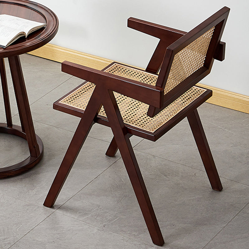 Wood 20" L x 20" W x 31.8" H Armless Solid Wood Frame Chair for Living Room Wicker Rattan Brown Clearhalo 'Accent Chairs' 'accent_chairs' 'Chairs & Seating' 'furn' 'furn_accent_chairs' 'Furniture' 'Living Room Furniture' 5313805