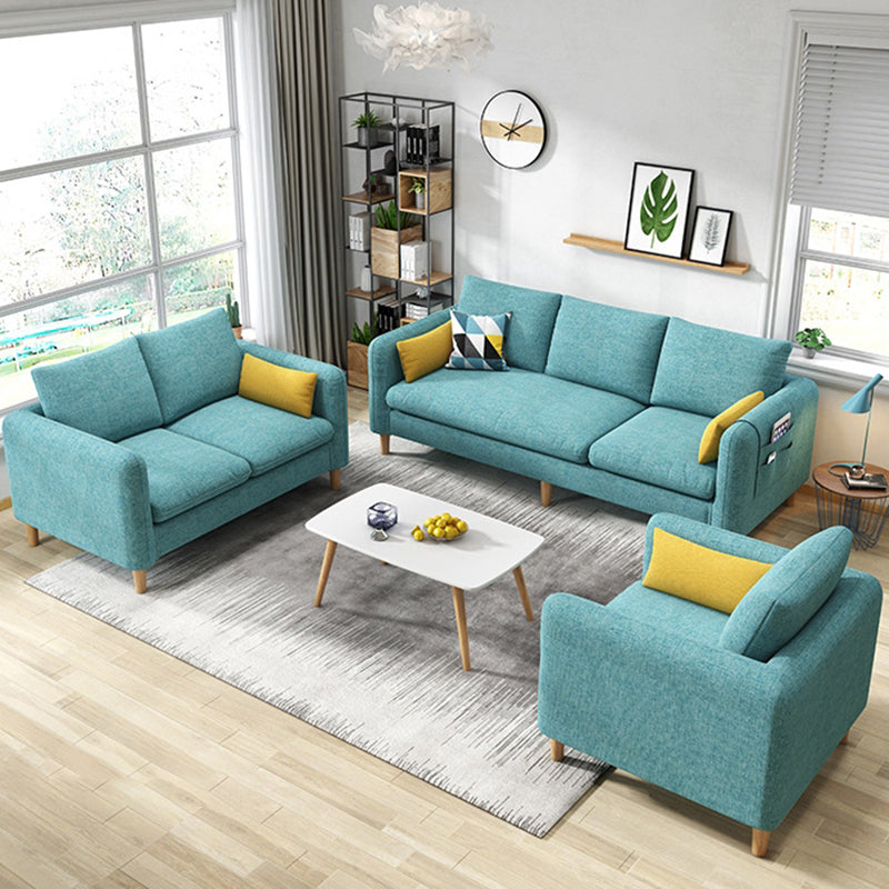 Contemporary Standard Faux Leather and Cotton Blend Settee Couch with Pillows Clearhalo 'furn' 'furn_sofas' 'Furniture' 'Living Room Furniture' 'Sofa' 'sofas' 5313816