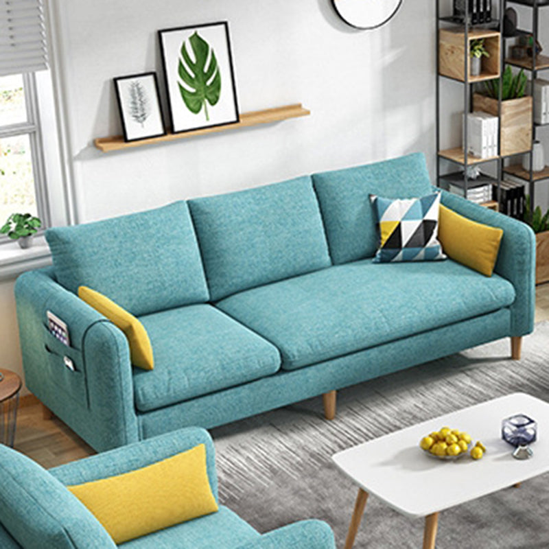 Contemporary Standard Faux Leather and Cotton Blend Settee Couch with Pillows 70"L x 29.5"W x 31.5"H Sponge Clearhalo 'furn' 'furn_sofas' 'Furniture' 'Living Room Furniture' 'Sofa' 'sofas' 5313818