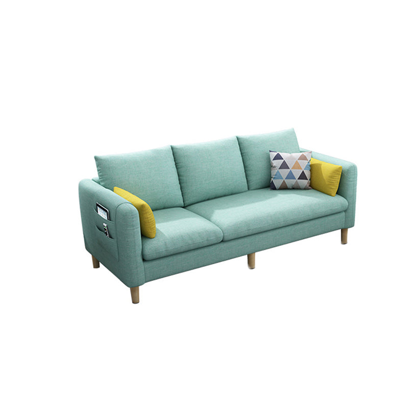 Contemporary Standard Faux Leather and Cotton Blend Settee Couch with Pillows 70"L x 29.5"W x 31.5"H Latex Clearhalo 'furn' 'furn_sofas' 'Furniture' 'Living Room Furniture' 'Sofa' 'sofas' 5313819