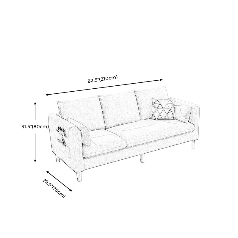 Contemporary Standard Faux Leather and Cotton Blend Settee Couch with Pillows Clearhalo 'furn' 'furn_sofas' 'Furniture' 'Living Room Furniture' 'Sofa' 'sofas' 5313824
