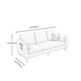 Contemporary Standard Faux Leather and Cotton Blend Settee Couch with Pillows Clearhalo 'furn' 'furn_sofas' 'Furniture' 'Living Room Furniture' 'Sofa' 'sofas' 5313825