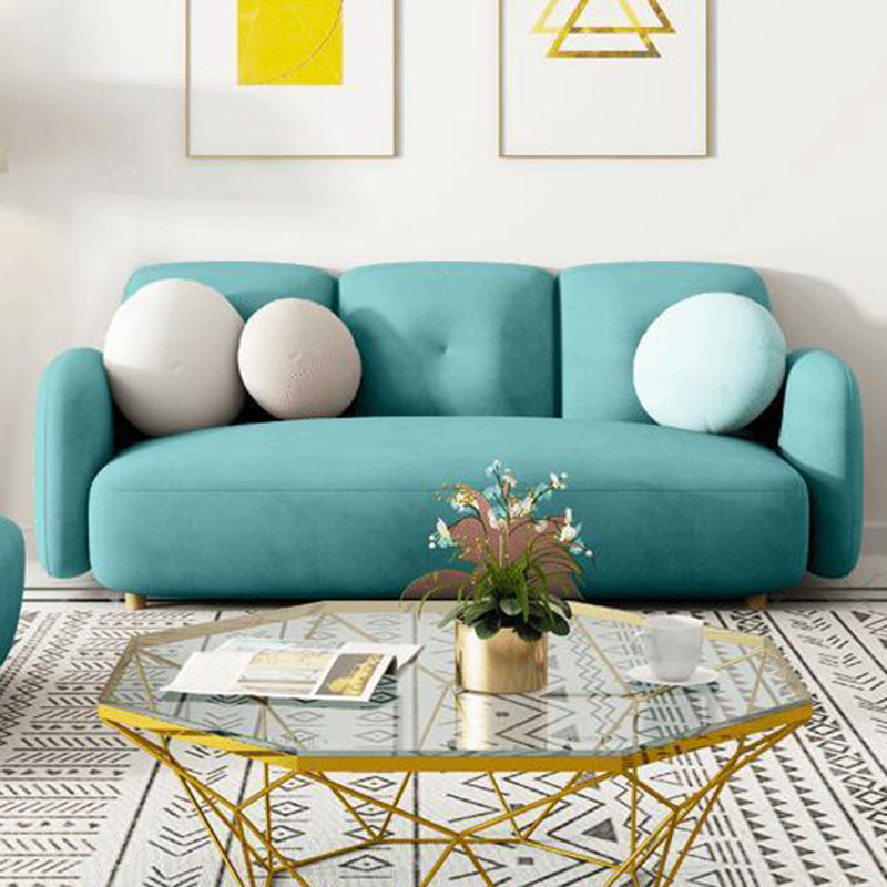 ベルベットとフェイクレザーソファソファ縫製枕バックセッピーソファ