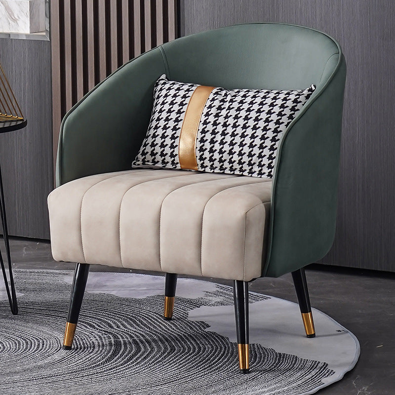 Faux Leather Chair 25.59" L x 25.59" W x 31.10" H Arms Included Chair Green-White Clearhalo 'Accent Chairs' 'accent_chairs' 'Chairs & Seating' 'furn' 'furn_accent_chairs' 'Furniture' 'Living Room Furniture' 5313929