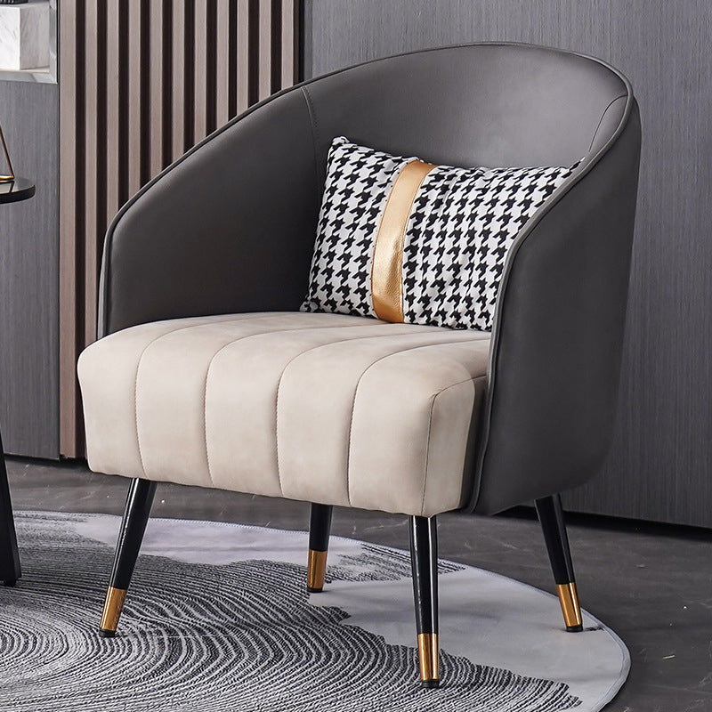 Faux Leather Chair 25.59" L x 25.59" W x 31.10" H Arms Included Chair Gray-White Clearhalo 'Accent Chairs' 'accent_chairs' 'Chairs & Seating' 'furn' 'furn_accent_chairs' 'Furniture' 'Living Room Furniture' 5313930
