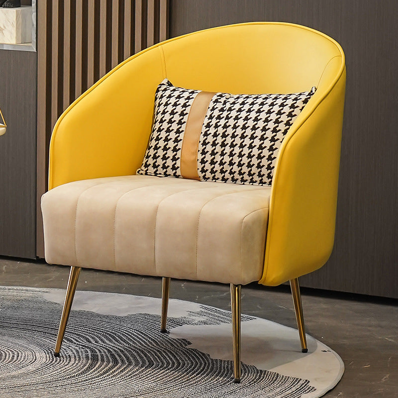 Faux Leather Chair 25.59" L x 25.59" W x 31.10" H Arms Included Chair Yellow White Clearhalo 'Accent Chairs' 'accent_chairs' 'Chairs & Seating' 'furn' 'furn_accent_chairs' 'Furniture' 'Living Room Furniture' 5313931