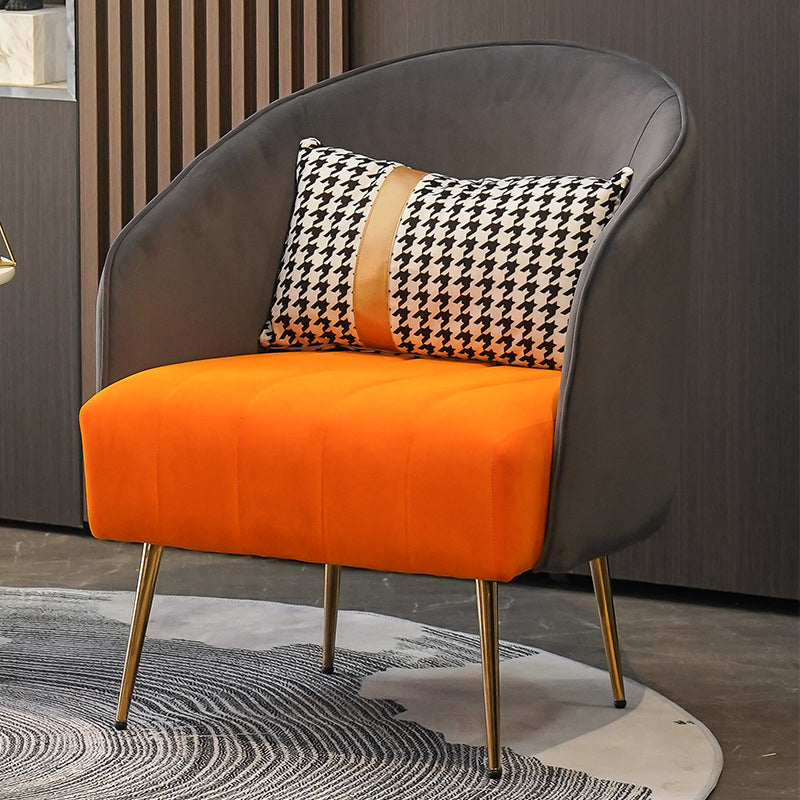Faux Leather Chair 25.59" L x 25.59" W x 31.10" H Arms Included Chair Grey Orange Clearhalo 'Accent Chairs' 'accent_chairs' 'Chairs & Seating' 'furn' 'furn_accent_chairs' 'Furniture' 'Living Room Furniture' 5313932