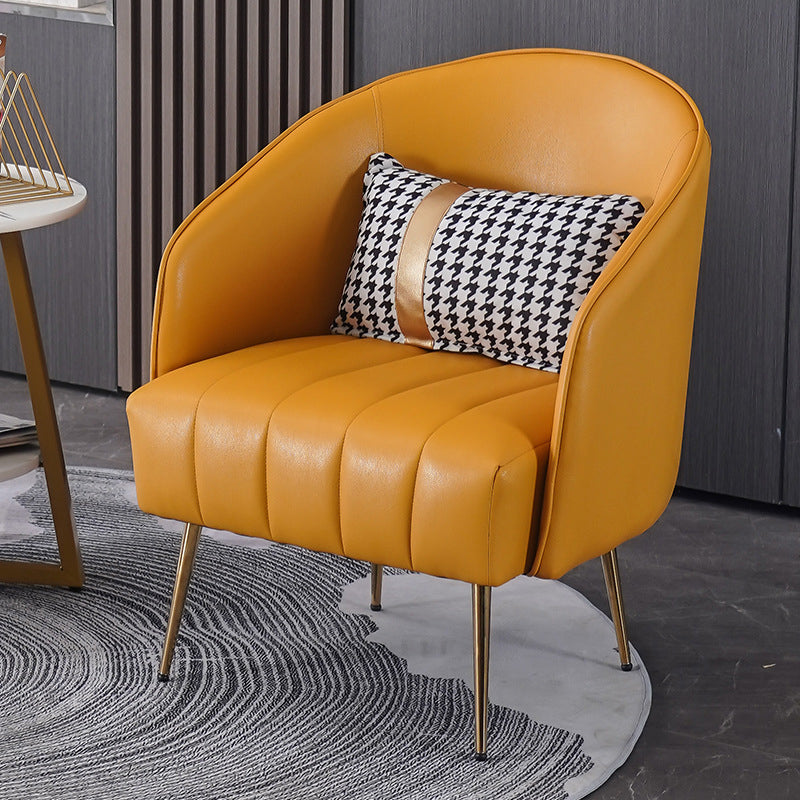 Faux Leather Chair 25.59" L x 25.59" W x 31.10" H Arms Included Chair Orange Clearhalo 'Accent Chairs' 'accent_chairs' 'Chairs & Seating' 'furn' 'furn_accent_chairs' 'Furniture' 'Living Room Furniture' 5313937