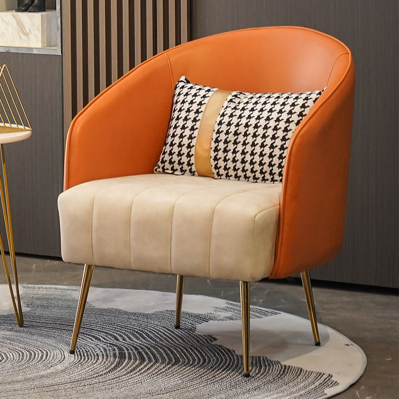 Faux Leather Chair 25.59" L x 25.59" W x 31.10" H Arms Included Chair Orange White Clearhalo 'Accent Chairs' 'accent_chairs' 'Chairs & Seating' 'furn' 'furn_accent_chairs' 'Furniture' 'Living Room Furniture' 5313939