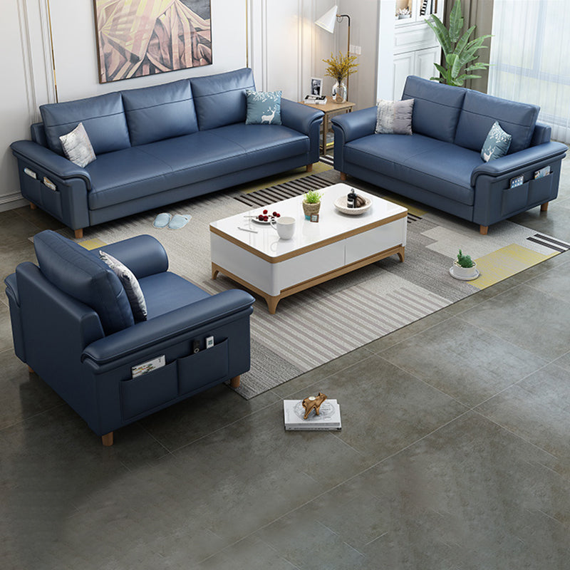 Sofá de sofá de cuero de cuero sintético resistente a las manchas Setente de brazo superior con almohadas