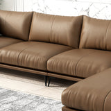 Sofá de tapicería de color marrón oscuro contemporáneo con almohada para la sala de estar