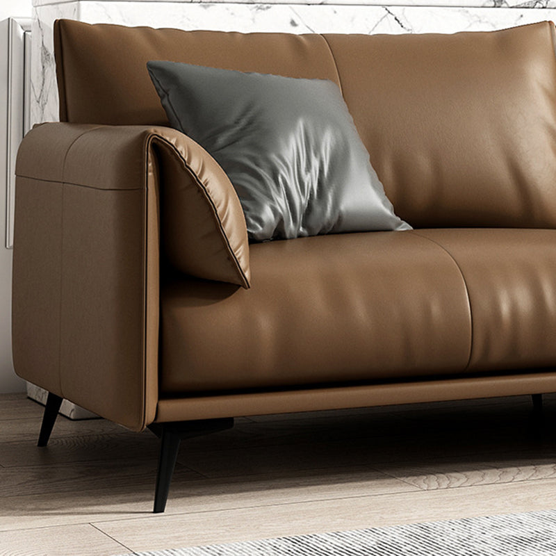 Divano tappezzeria marrone scuro contemporaneo con cuscino indietro per soggiorno