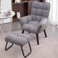 PU Leather Arm Chair 30.70" L x 20.86" W x 39.37" H Biscuit Back Accent Armchair Gray Houndstooth Linen With Ottoman Clearhalo 'Accent Chairs' 'accent_chairs' 'Chairs & Seating' 'furn' 'furn_accent_chairs' 'Furniture' 'Living Room Furniture' 5314089