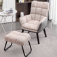 PU Leather Arm Chair 30.70" L x 20.86" W x 39.37" H Biscuit Back Accent Armchair Off-White Linen With Ottoman Clearhalo 'Accent Chairs' 'accent_chairs' 'Chairs & Seating' 'furn' 'furn_accent_chairs' 'Furniture' 'Living Room Furniture' 5314090