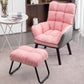 PU Leather Arm Chair 30.70" L x 20.86" W x 39.37" H Biscuit Back Accent Armchair Pink Linen With Ottoman Clearhalo 'Accent Chairs' 'accent_chairs' 'Chairs & Seating' 'furn' 'furn_accent_chairs' 'Furniture' 'Living Room Furniture' 5314092