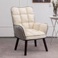 PU Leather Arm Chair 30.70" L x 20.86" W x 39.37" H Biscuit Back Accent Armchair Off-White PU（Polyurethane） Without Ottoman Clearhalo 'Accent Chairs' 'accent_chairs' 'Chairs & Seating' 'furn' 'furn_accent_chairs' 'Furniture' 'Living Room Furniture' 5314093