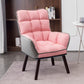 PU Leather Arm Chair 30.70" L x 20.86" W x 39.37" H Biscuit Back Accent Armchair Pink Linen Without Ottoman Clearhalo 'Accent Chairs' 'accent_chairs' 'Chairs & Seating' 'furn' 'furn_accent_chairs' 'Furniture' 'Living Room Furniture' 5314094