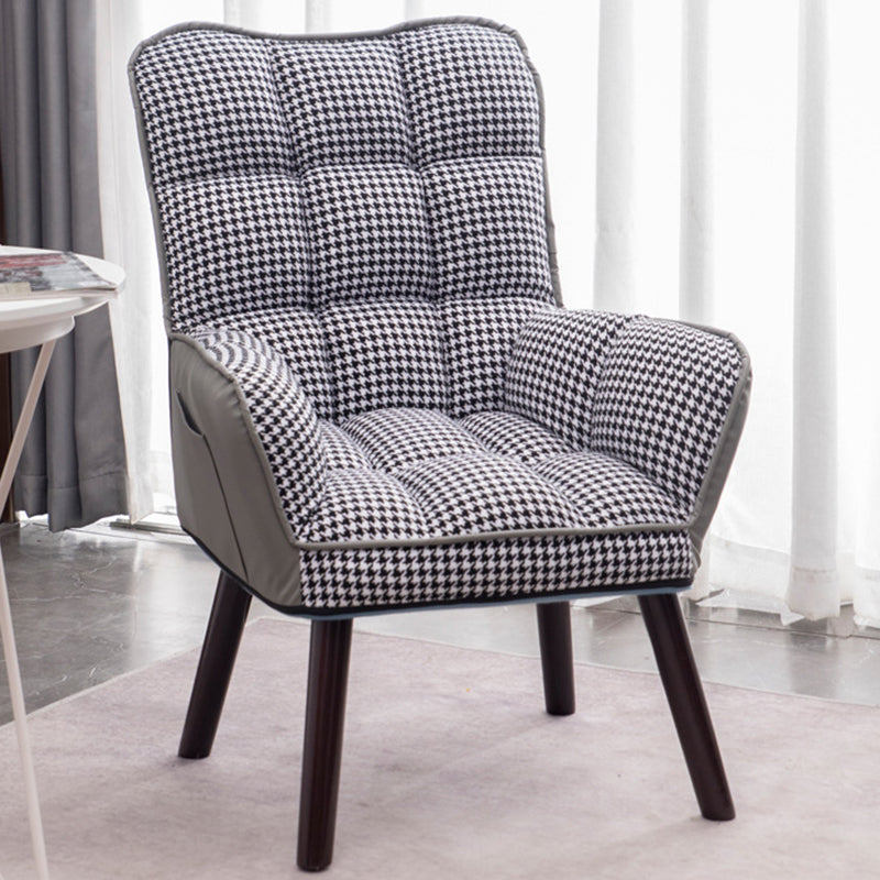 PU Leather Arm Chair 30.70" L x 20.86" W x 39.37" H Biscuit Back Accent Armchair Gray Houndstooth Linen Without Ottoman Clearhalo 'Accent Chairs' 'accent_chairs' 'Chairs & Seating' 'furn' 'furn_accent_chairs' 'Furniture' 'Living Room Furniture' 5314096