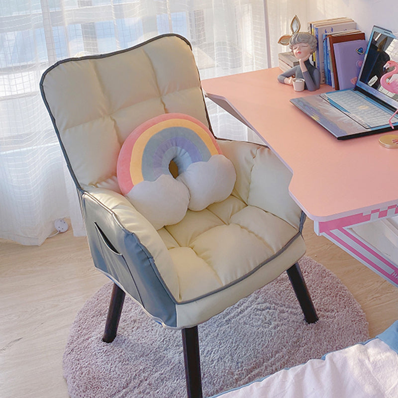 PU Leather Arm Chair 30.70" L x 20.86" W x 39.37" H Biscuit Back Accent Armchair Clearhalo 'Accent Chairs' 'accent_chairs' 'Chairs & Seating' 'furn' 'furn_accent_chairs' 'Furniture' 'Living Room Furniture' 5314103