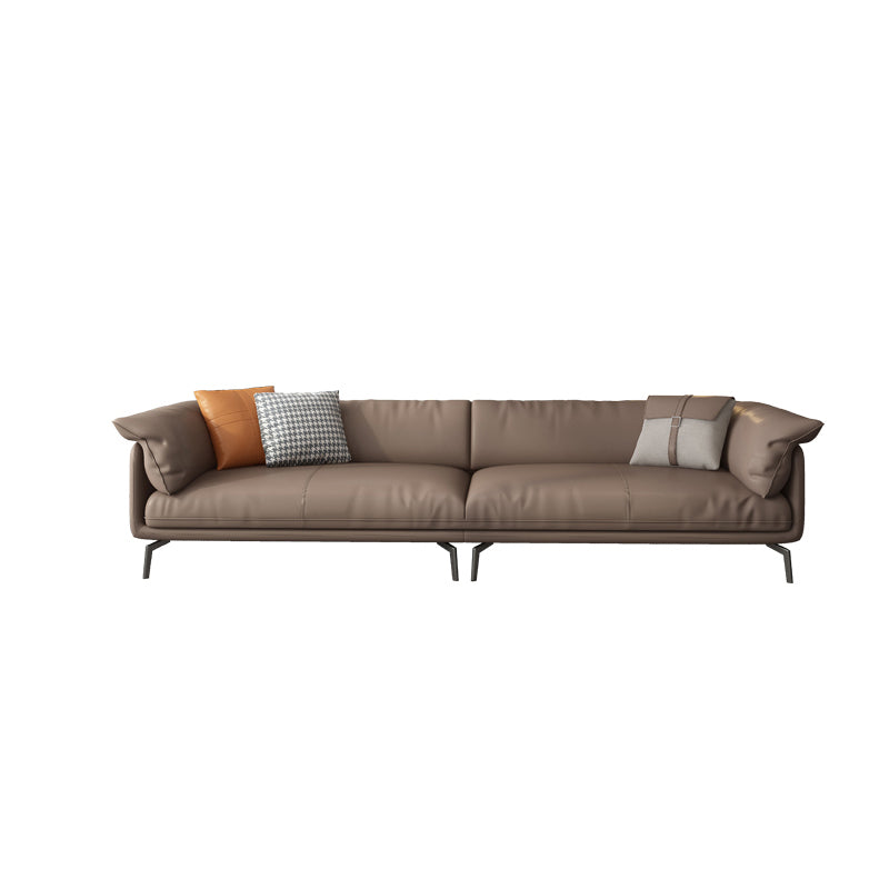 Stationary Stain Resistant Genuine Leather Living Room Pillow Top Arm Sofa 109.5"L x 37"W x 33"H Clearhalo 'furn' 'furn_sofas' 'Furniture' 'Living Room Furniture' 'Sofa' 'sofas' 5314135