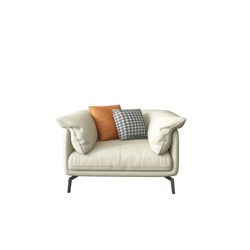 Stationary Stain Resistant Genuine Leather Living Room Pillow Top Arm Sofa 45"L x 37"W x 33"H Clearhalo 'furn' 'furn_sofas' 'Furniture' 'Living Room Furniture' 'Sofa' 'sofas' 5314137