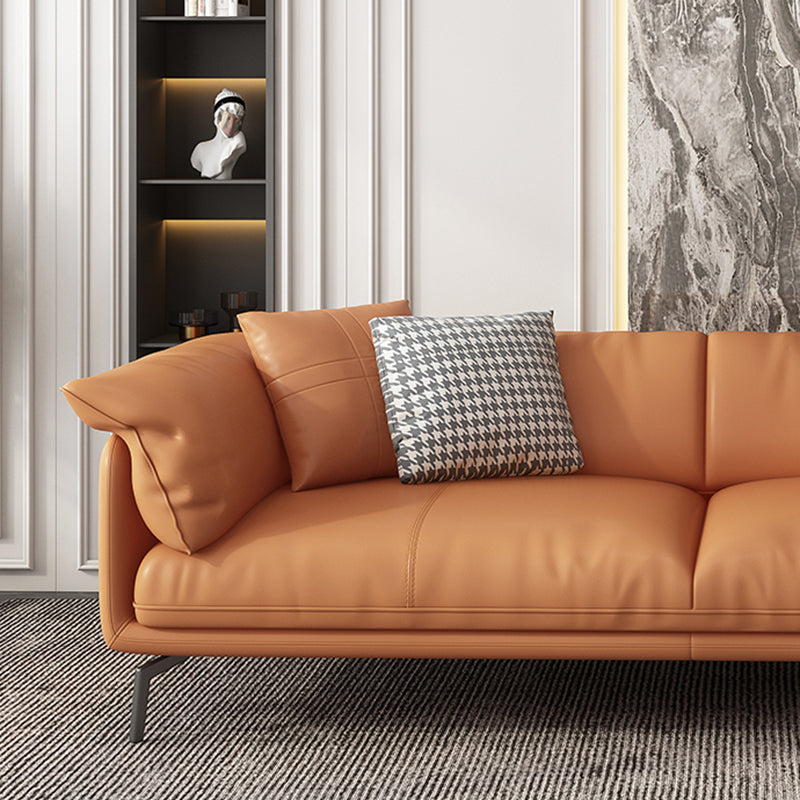 Stationary Stain Resistant Genuine Leather Living Room Pillow Top Arm Sofa Clearhalo 'furn' 'furn_sofas' 'Furniture' 'Living Room Furniture' 'Sofa' 'sofas' 5314138