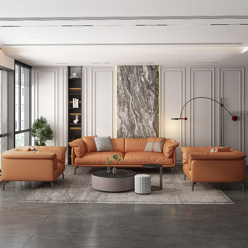 Stationary Stain Resistant Genuine Leather Living Room Pillow Top Arm Sofa Clearhalo 'furn' 'furn_sofas' 'Furniture' 'Living Room Furniture' 'Sofa' 'sofas' 5314144