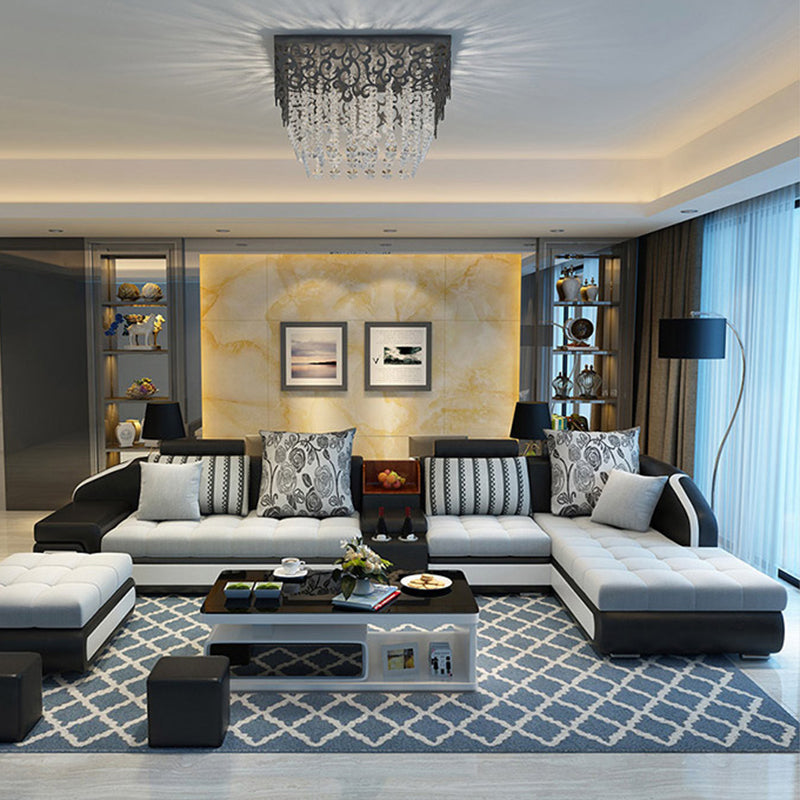 Light Gray Contemporary Sectional with Removable Cushions for Living Room