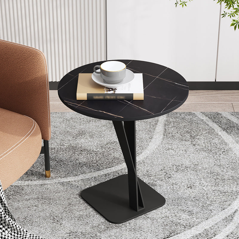 Style Black Metal Metal Base Grey / Noir / Blanc Slate Top Round Table Round