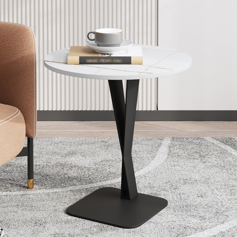 Style Black Metal Metal Base Grey / Noir / Blanc Slate Top Round Table Round