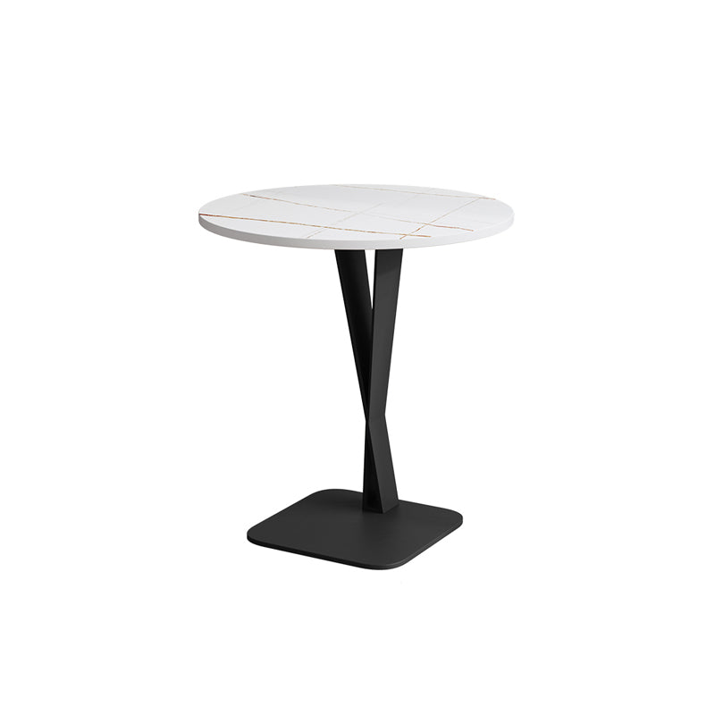 Modern Style Black Metal Iron Base Grey/black/white Slate Top Round Side Table