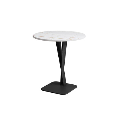 Modern Style Black Metal Iron Base Grey/black/white Slate Top Round Side Table