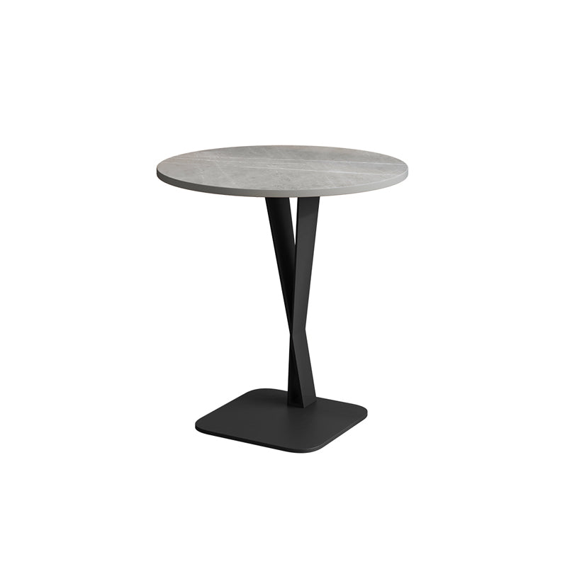 Style Black Metal Metal Base Grey / Noir / Blanc Slate Top Round Table Round