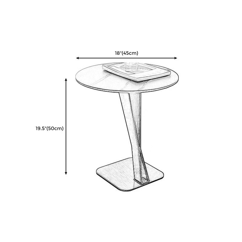 Modern Style Black Metal Iron Base Grey/black/white Slate Top Round Side Table