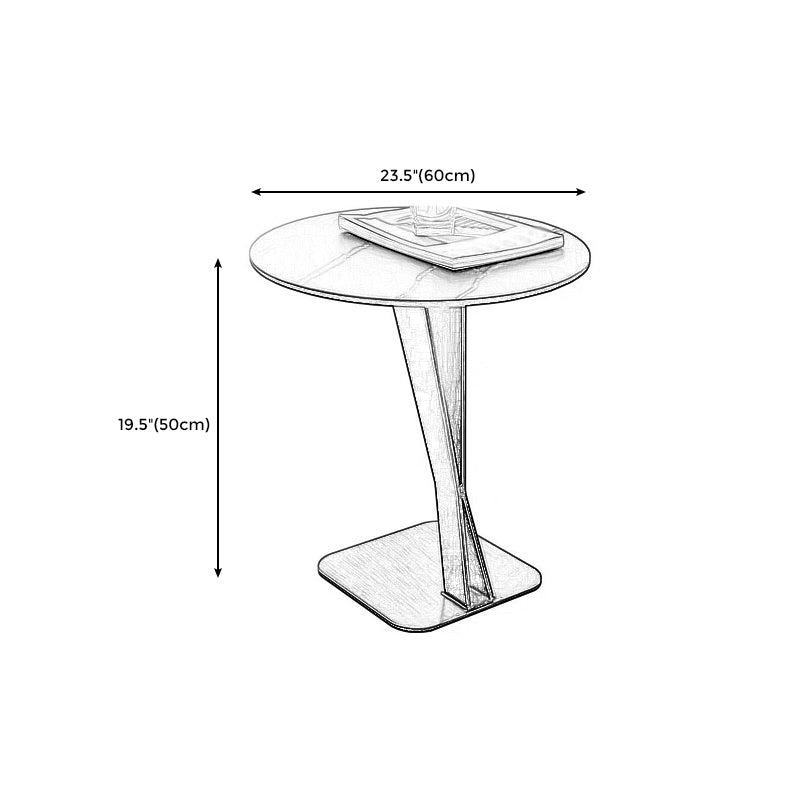 Style Black Metal Metal Base Grey / Noir / Blanc Slate Top Round Table Round