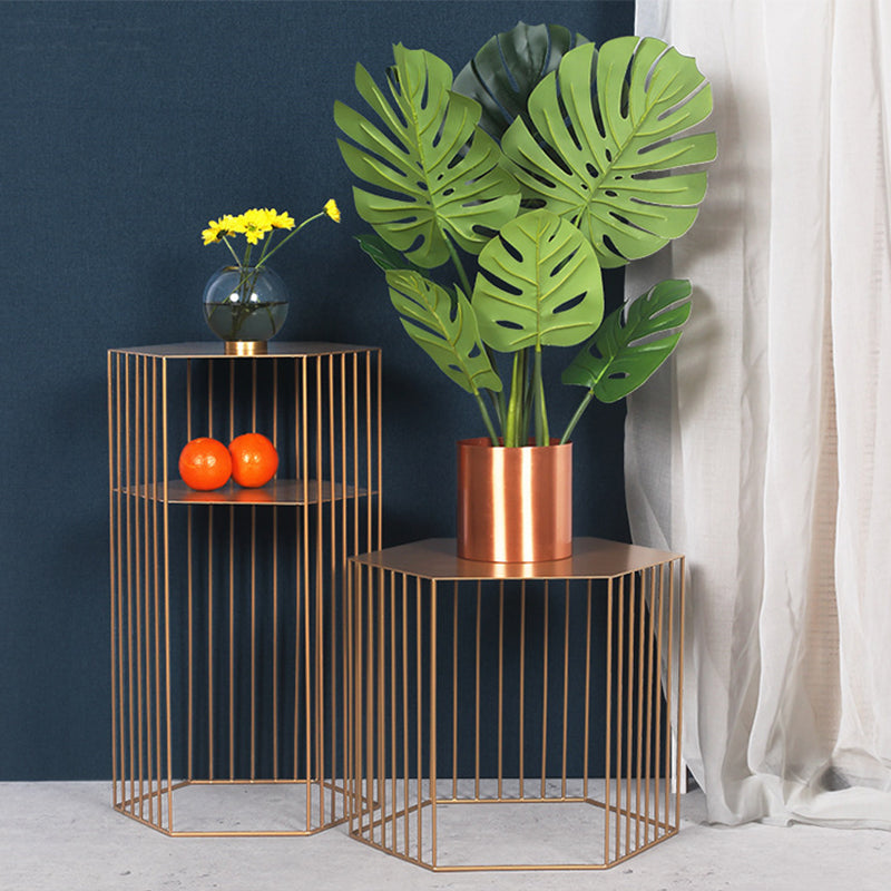 Tavolino glam esagono metal tavolo laterale geometrico in oro/nero/bianco