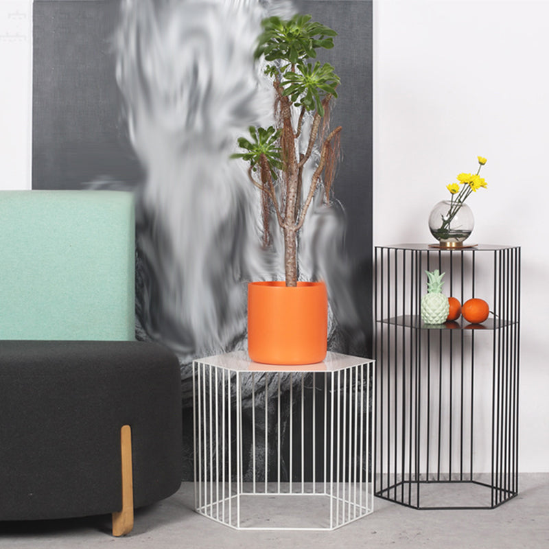 Tavolino glam esagono metal tavolo laterale geometrico in oro/nero/bianco