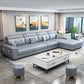 Faux Leather Slipcovered Modern Storage Sectional for Four People
