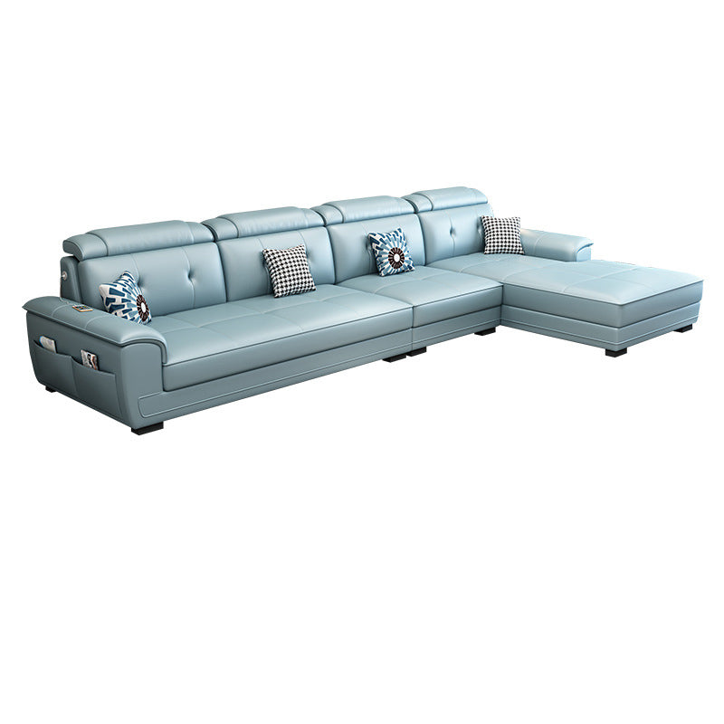 Faux Leather Slipcovered Modern Storage Sectional for Four People