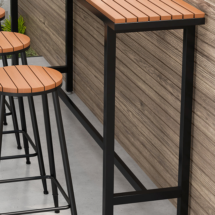 Wood Top Bar Dining Table Industrial Bar Dining Table with Trestle Base