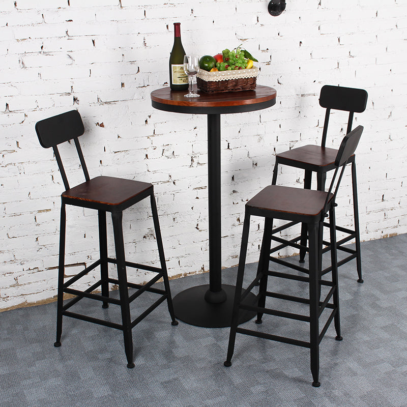 Dining Room Industrial Style Wood Barstool Iron 4 Legs Bar Stool with Pedal Clearhalo 'Bar Furniture' 'Bar Stools' 'bar_stools' 'furn' 'furn_bar_stools' 'Furniture' 'Kitchen & Dining Furniture' 5319831
