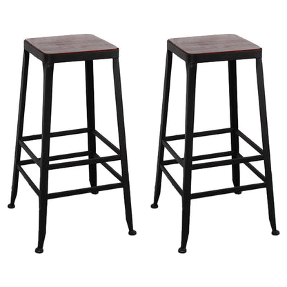 Dining Room Industrial Style Wood Barstool Iron 4 Legs Bar Stool with Pedal Backless 2 Piece Set Clearhalo 'Bar Furniture' 'Bar Stools' 'bar_stools' 'furn' 'furn_bar_stools' 'Furniture' 'Kitchen & Dining Furniture' 5319832