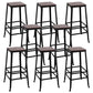 Dining Room Industrial Style Wood Barstool Iron 4 Legs Bar Stool with Pedal Backless 8 Piece Set Clearhalo 'Bar Furniture' 'Bar Stools' 'bar_stools' 'furn' 'furn_bar_stools' 'Furniture' 'Kitchen & Dining Furniture' 5319837