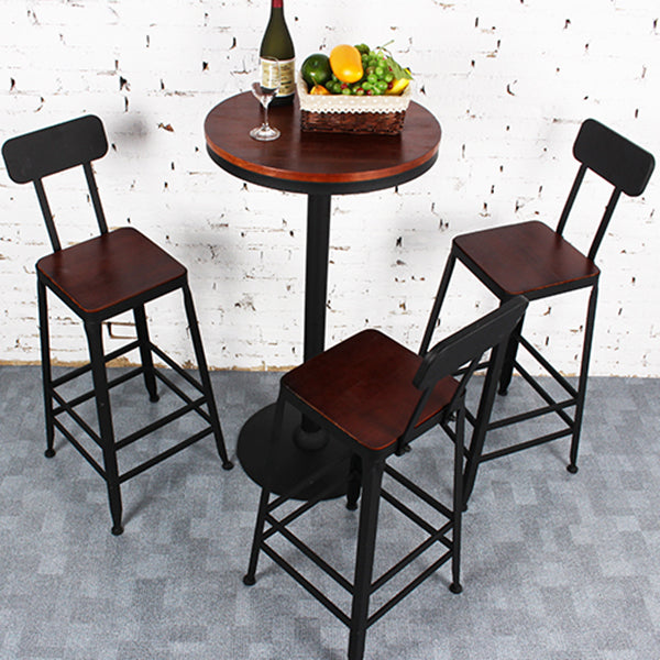Dining Room Industrial Style Wood Barstool Iron 4 Legs Bar Stool with Pedal Clearhalo 'Bar Furniture' 'Bar Stools' 'bar_stools' 'furn' 'furn_bar_stools' 'Furniture' 'Kitchen & Dining Furniture' 5319838